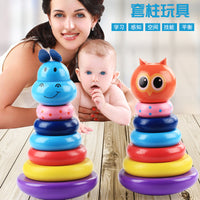 Wooden Stacking Rainbow Ring Tower Tumbler Toy for Kids