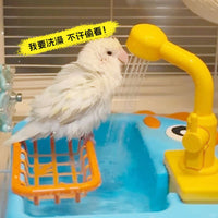 Automatic Bird Bath Tub for Parrots and Small Birds, External Shower Basin