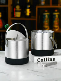 304 Stainless Steel Double-Layer Insulated Ice Bucket for Wine, Champagne, Beer, KTV Bar