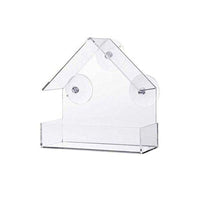 Acrylic House-Shaped Transparent Window Bird Feeder for Balcony