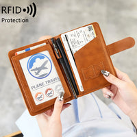 RFID Blocking Soft Leather Passport Holder Wallet for Travel