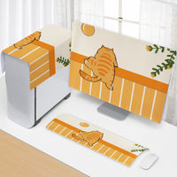 Waterproof Dustproof Monitor Cover Set with Cute Cartoon Digital Print for Computer Keyboard and Mainframe
