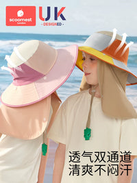 Kids' Full-Coverage Sun Hat with Neck Flap and Face Shield, UV Protection for Boys and Girls
