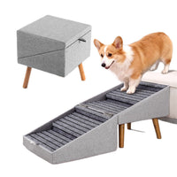 Foldable Wooden Pet Stairs and Ramp, 2-in-1 Non-Slip Dog Steps for Beds and Couches