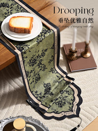 American Retro Chenille Table Runner with Tassels for Dining Table, TV Cabinet, Sideboard Decor