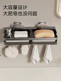 Suction Cup Soap Dish Wall Mounted Drainable Soap Holder for Bathroom Kitchen Laundry