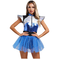 Christmas Party Cosplay Shiny Patchwork Dress Stage Performance Costume