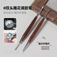 Dual-Ended Nail Art Carving & Mixing Silicone Pen for Gel, Embossing, Painting, and Mirror Powder Application