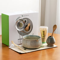 Matcha Tea Ceremony Set with Ceramic Bowl and Bamboo Whisk