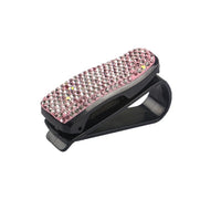 Car Visor Sunglasses Holder Clip with Rhinestones, Multi-functional Eyeglasses Mount for Vehicle Sun Visor