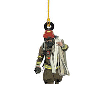 Firefighter Acrylic Flat Car Ornament Christmas Tree Hanging Decoration Home Decor