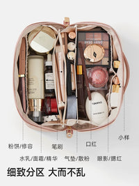 Lixu Portable Large Capacity Cosmetic Bag with Brush Holder, Travel Toiletry Organizer