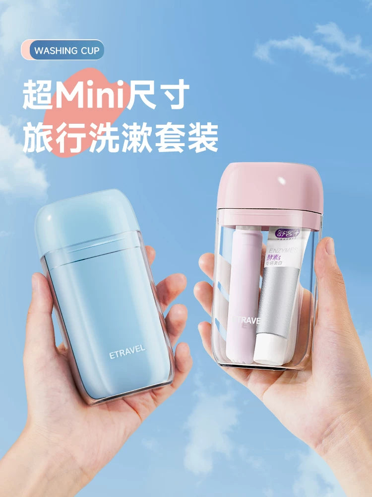 Portable Travel Wash Kit with Toothbrush Holder and Mouthwash Cup