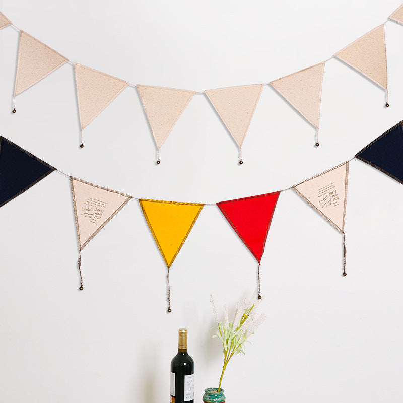 Wedding Room Decoration Colorful Pennant with Bells Triangle Flag Garland Party Birthday Kids Room Layout Small Size