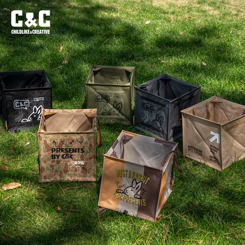 CC Outdoor Foldable Trash Can Camping Storage Box Large Capacity Tactical Organizer Bag