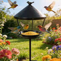 Outdoor Hanging Hummingbird Feeder, Rainproof Metal Bird Feeder for Garden Patio Balcony Decoration