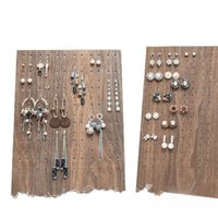 Black Walnut Jewelry Display Stand Earring Necklace Holder Large Capacity Organizer for Booths and Retail