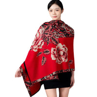 Women's Double-Sided Faux Cashmere Scarf Shawl for Autumn/Winter - Thick, Warm & Oversized