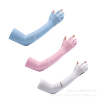 Ice Silk UV Protection Arm Sleeves with Gloves for Driving Cycling Outdoor Activities
