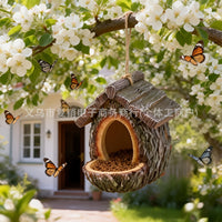 European Garden Hanging Bird Feeder House Resin Ornament