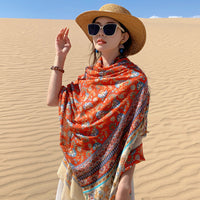 Floral Print Beach Cover-up Scarf for Summer Sun Protection