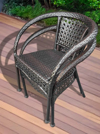 Outdoor Wicker Rattan Armchair for Patio Balcony Garden, Heavy-Duty Steel Frame