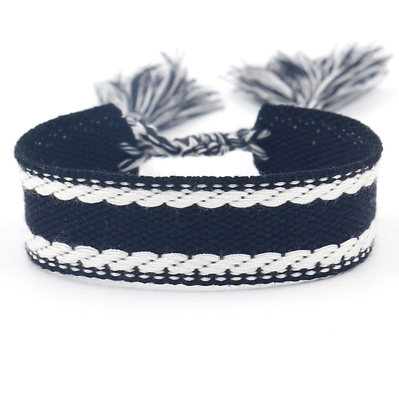 Jacquard Woven Tassel Bracelet with Custom Logo Option