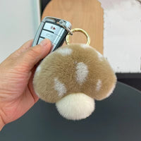 Cute Rex Rabbit Fur Mushroom Car Keychain Pendant Bag Charm Gift