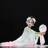 Girls' Classical Dance Performance Costume Hanfu Style with Fan