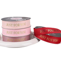 2.5cm Gold Foil English Letter Ribbon for Flower Packaging and Cake Decor
