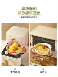 Ceramic Dual-Handle Bowl for Air Fryer, Oven, Microwave, Salad, and Steaming - 500ml High Temperature Resistant