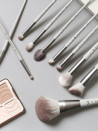 10-Piece Anti-Aging Ash Makeup Brush Set - Ultra-Soft Professional Grade