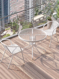 Outdoor Patio Bistro Set with Folding Glass Table and 2 Chairs