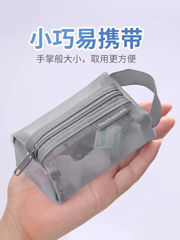 Mesh Transparent Zipper Pouch for Small Items, Stationery, Cards, and Coins