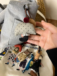 Japanese Fairy Tale Style Pearl Mushroom House Bear Keychain Bag Charm
