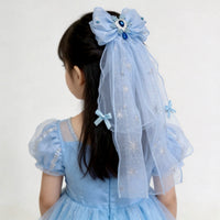 Girls' Princess Veil Hair Clip with Bow and Crown for Birthday Parties