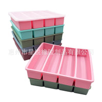 Silicone Ice Cube Tray with Lid, 4-Grid Food Storage Container, Freezer Tray for Baby Food and Broth