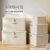 Foldable Cotton Linen Storage Box with Lid and Optional Combination Lock, Large Capacity Home Organizer Bin
