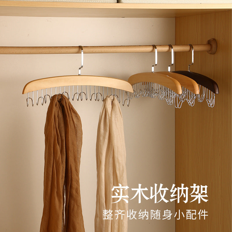 Seamless Solid Wood Multi-functional Hanger for Belts, Ties, Scarves, and Bags