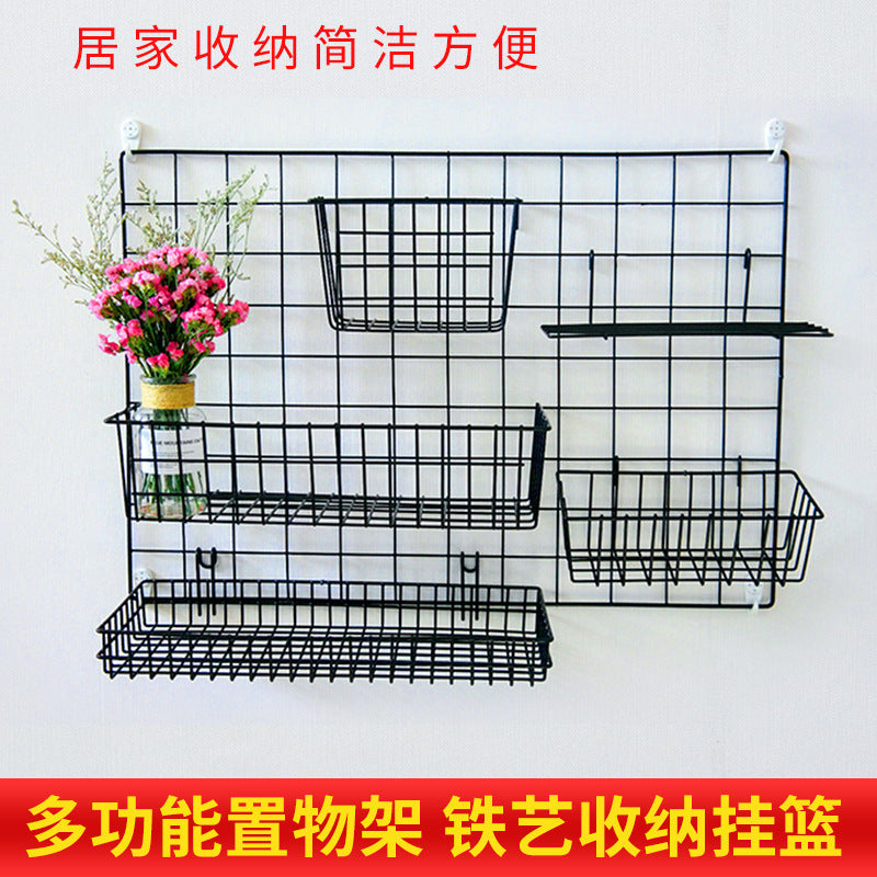 Wall-Mounted Mesh Storage Basket Shelf for Bathroom and Home Organization