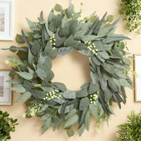 Artificial Eucalyptus Wreath for Front Door, All Season Greenery Wreath for Home Decor, Farmhouse Wall Window Decor