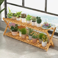 2-Tier Cross-Design Indoor Plant Stand for Balcony Living Room