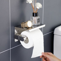304 Stainless Steel Toilet Paper Holder with Phone Shelf for Bathroom and Hotel