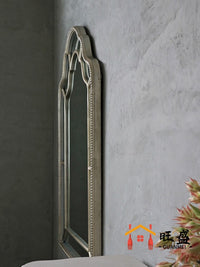European Retro Full Length Mirror Wall Mounted Dressing Makeup Mirror Light Luxury Bedroom Floor Mirror Archway Entrance Dressing Mirror