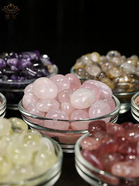 Natural Crystal Crushed Stone Set for Buddhist Offerings and Decor