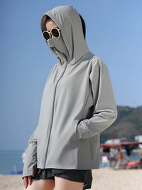 Women's UPF 50+ UV Protection Sun Protection Jacket with Detachable Brim, Ice Silk Breathable Fabric