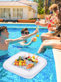 Inflatable Floating Serving Bar for Pool Parties and Picnics, Drink and Salad Ice Tray