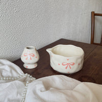 Hand-Painted Ceramic Matcha Bowl Set with Spout and Whisk Stand, 550ml