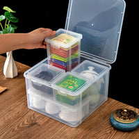 Dustproof Transparent Plastic Tea Cup and Teabag Organizer Box with Lid for Desktop