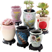Retro Ceramic Succulent Planter Pots, Large Caliber Terracotta Flower Pots for Indoor Outdoor Plants